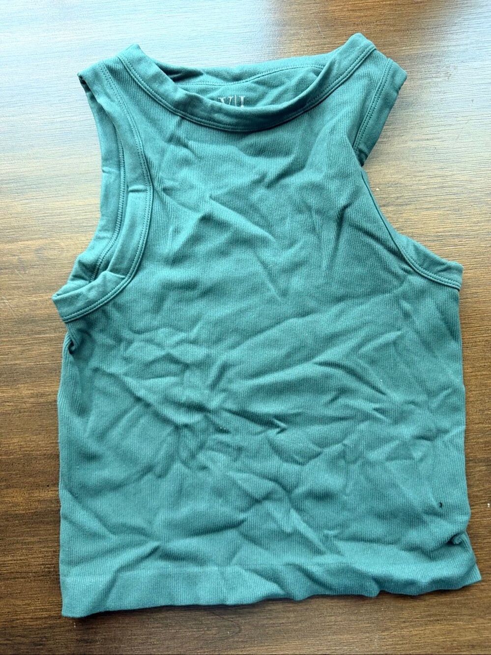 Vital Life Blue Ribbed Seamless Crop Tank Top Athleisure Gym Size Small S